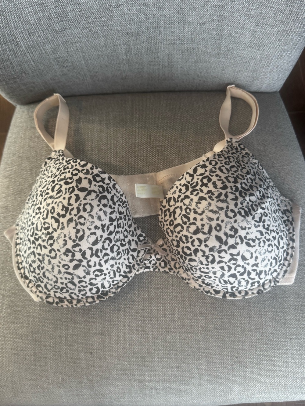 Adrienne Vittadini Nude Beige Leopard Print T-Shirt Bra 38C